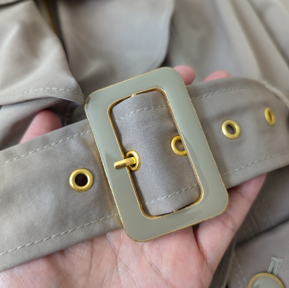 Anthropologie Elevenses Femme Trench Jacket Neutral Motif Size 0 - Picture 7 of 16